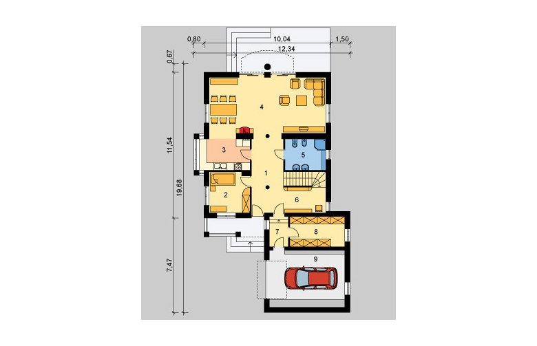 Projekt domu jednorodzinnego LK&324 - parter