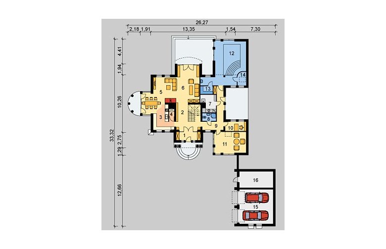 Projekt domu piętrowego LK&327 - parter