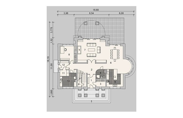 Projekt domu piętrowego LK&925 - parter