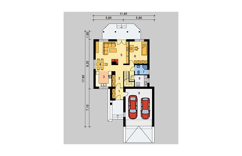 Projekt domu jednorodzinnego LK&330 - parter