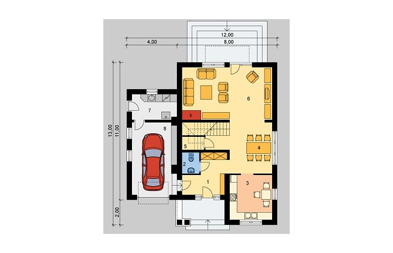 Projekt domu jednorodzinnego LK&331 - parter