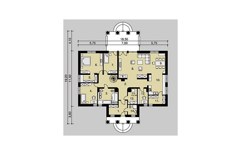 Projekt domu piętrowego LK&333 - parter