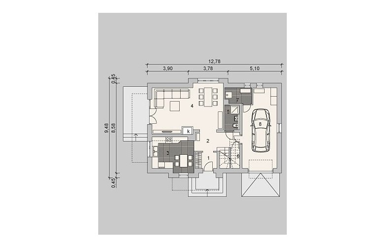 Projekt domu jednorodzinnego LK&948 - parter