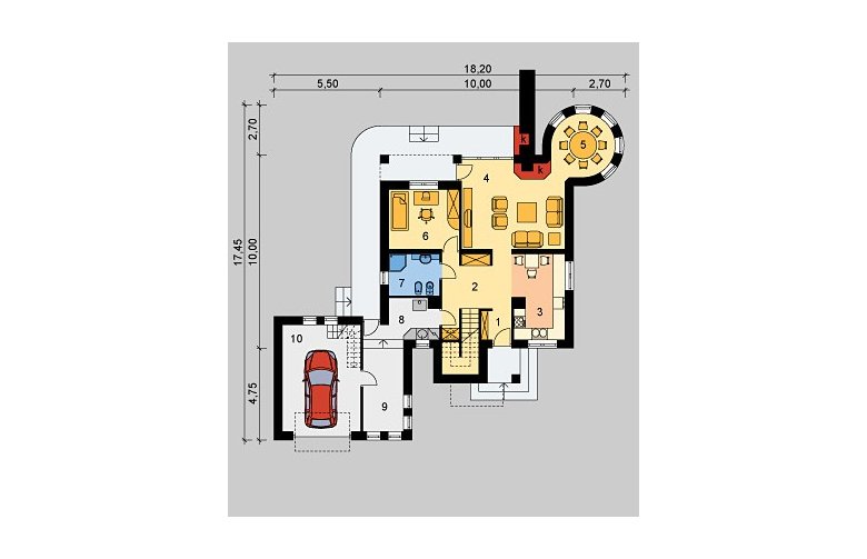 Projekt domu jednorodzinnego LK&337 - parter