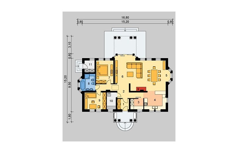Projekt domu piętrowego LK&341 - parter