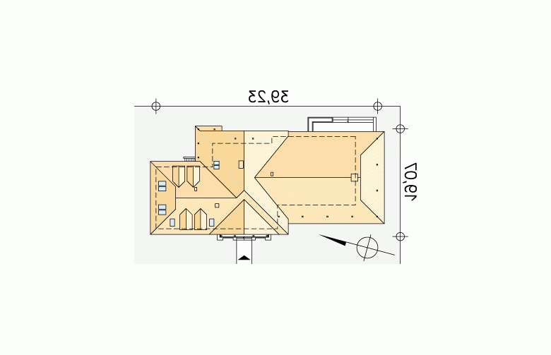 Projekt domu piętrowego Cykada 2 - Usytuowanie - wersja lustrzana