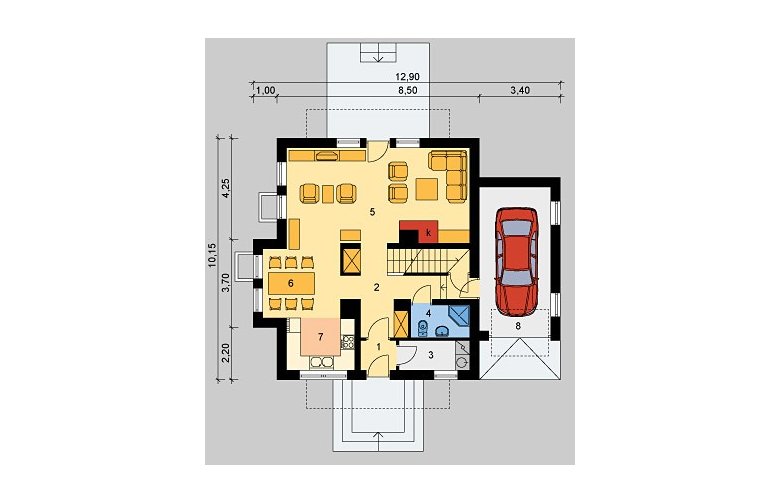 Projekt domu jednorodzinnego LK&361 - parter