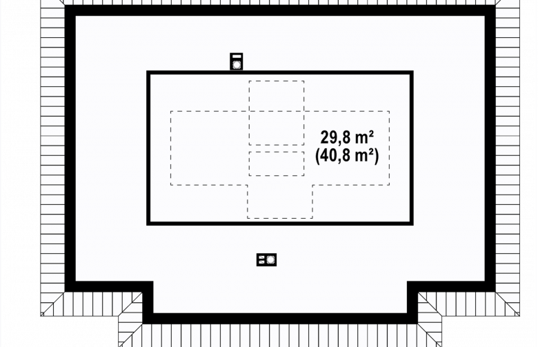 Projekt domu parterowego Z23 - rzut poddasza