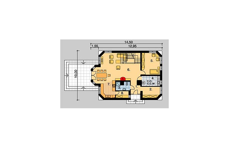 Projekt domu jednorodzinnego LK&366 - parter