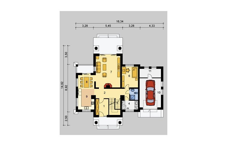 Projekt domu piętrowego LK&369 - parter