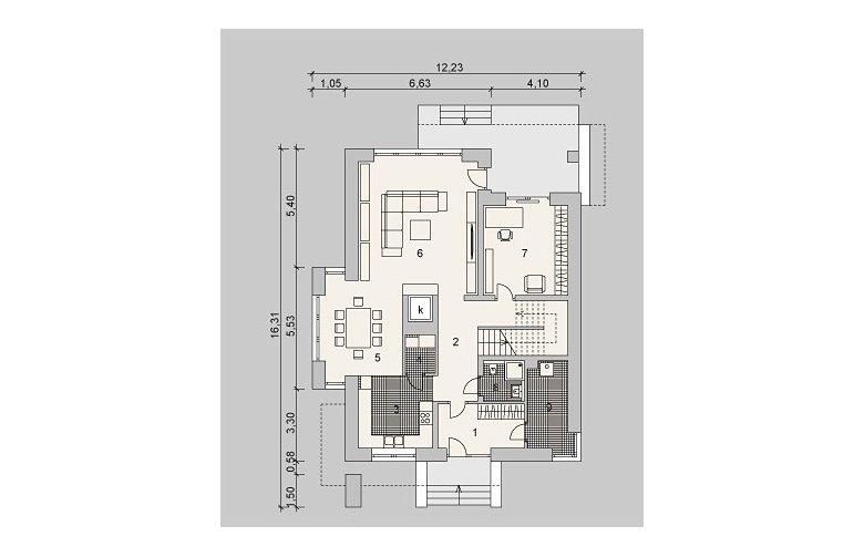 Projekt domu szkieletowego LK&896 - parter