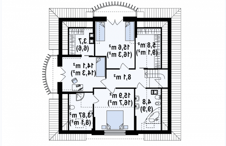 Projekt domu jednorodzinnego Z18 - rzut poddasza