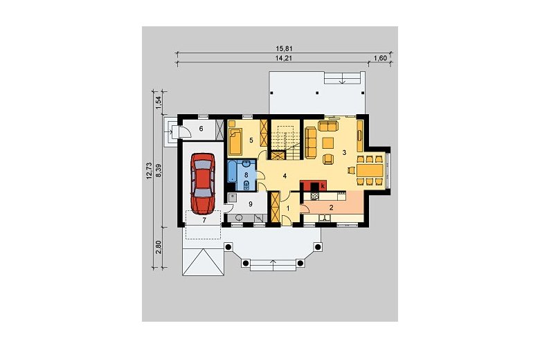 Projekt domu piętrowego LK&378 - parter