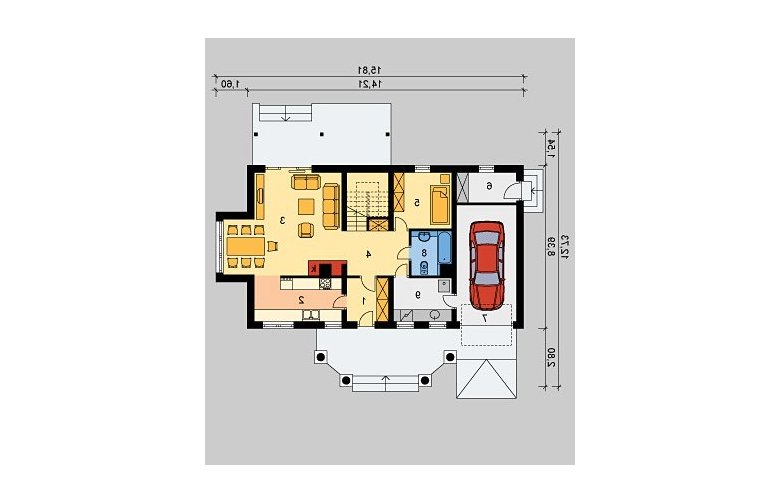 Projekt domu piętrowego LK&378 - parter