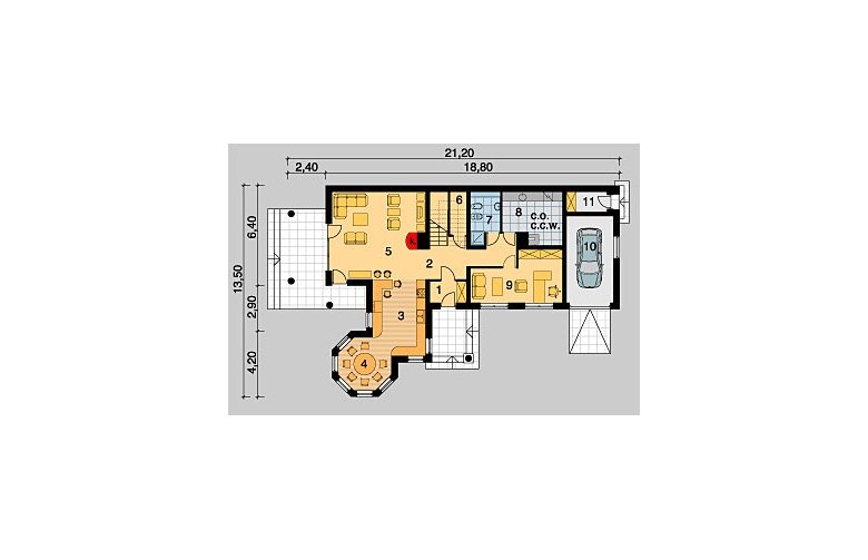 Projekt domu jednorodzinnego LK&380 - parter