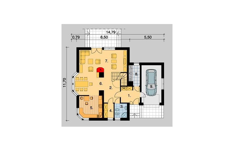 Projekt domu jednorodzinnego LK&384 - parter