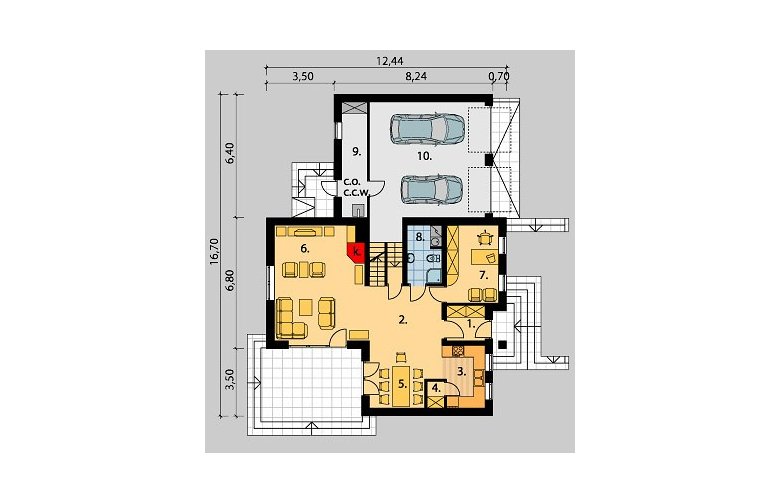 Projekt domu jednorodzinnego LK&387 - parter