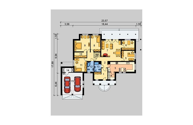 Projekt domu piętrowego LK&390 - parter