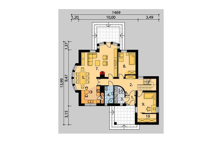 Projekt domu jednorodzinnego LK&394 - parter