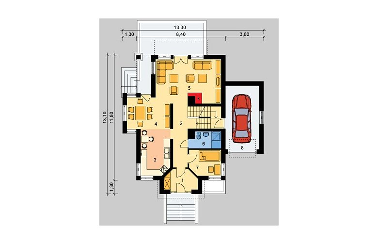 Projekt domu jednorodzinnego LK&400 - parter