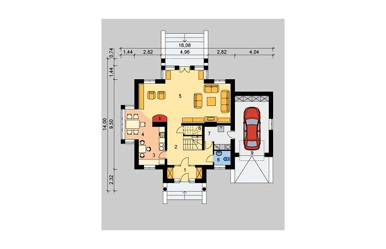 Projekt domu jednorodzinnego LK&402 - parter