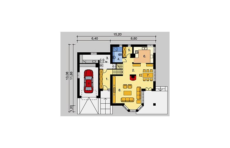 Projekt domu jednorodzinnego LK&403 - parter