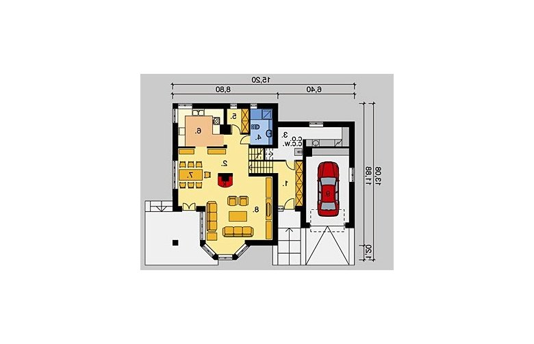 Projekt domu jednorodzinnego LK&403 - parter