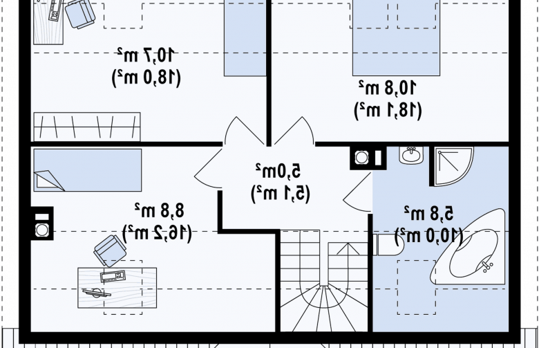 Projekt domu z bala Z14 D - rzut poddasza