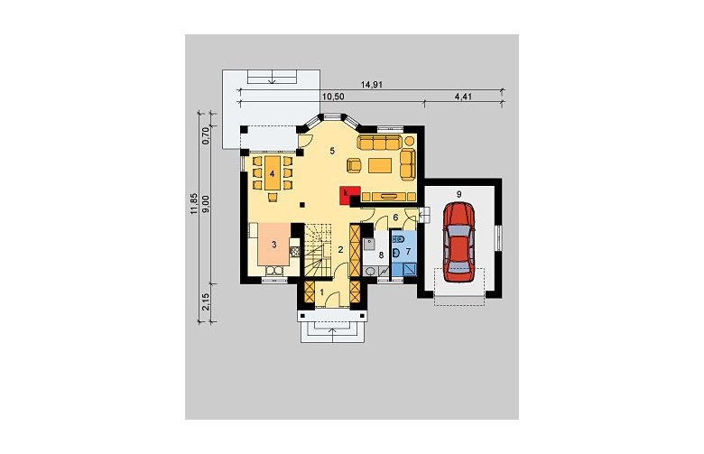 Projekt domu jednorodzinnego LK&468 - parter