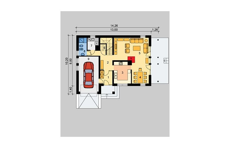 Projekt domu jednorodzinnego LK&473 - parter