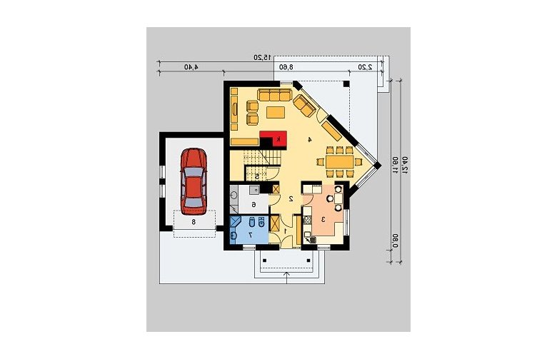 Projekt domu jednorodzinnego LK&480 - parter