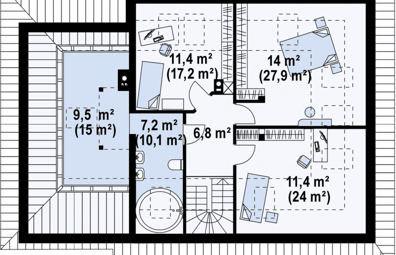 Projekt domu jednorodzinnego Z56 - rzut poddasza