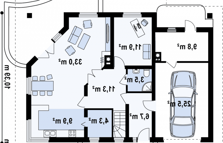 Projekt domu jednorodzinnego Z56 - rzut parteru