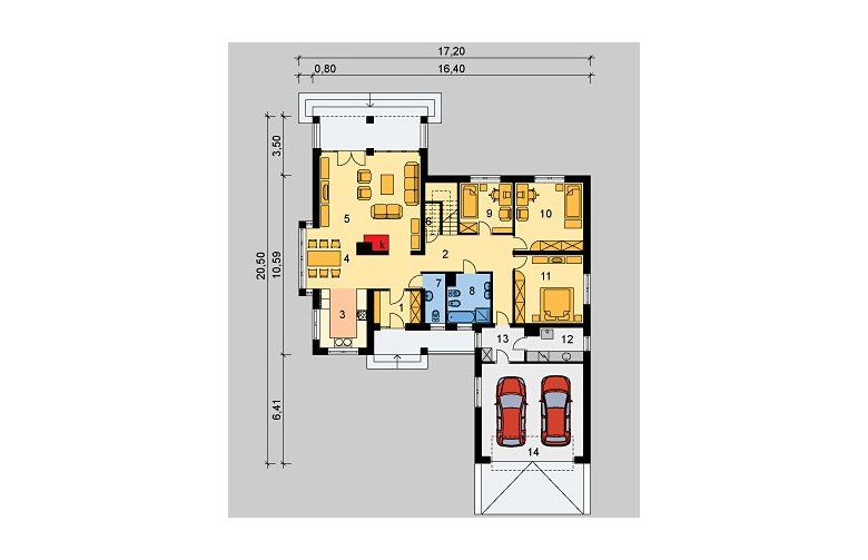 Projekt domu dwurodzinnego LK&483 - parter