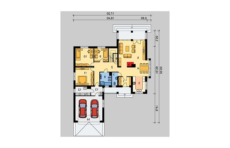 Projekt domu dwurodzinnego LK&483 - parter