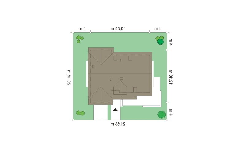 Projekt domu jednorodzinnego Pod dębami (415) - Usytuowanie - wersja lustrzana