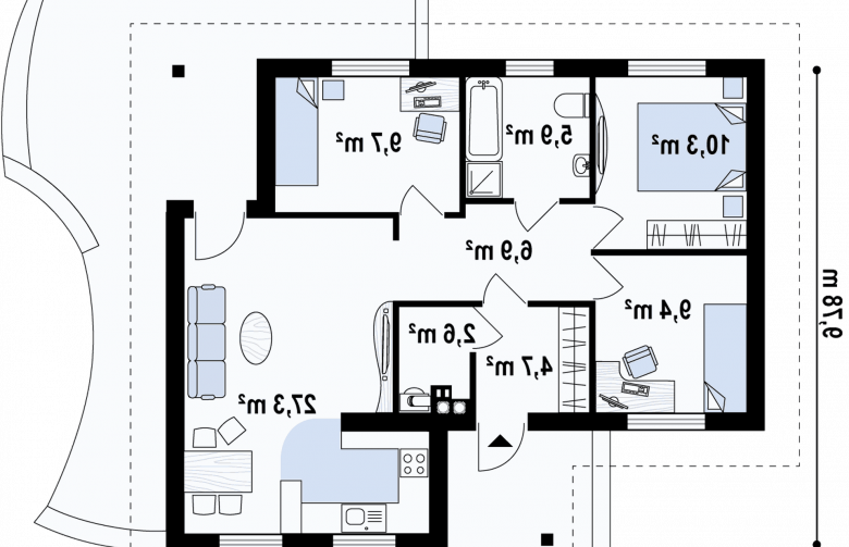 Projekt domu dwurodzinnego Z15 - rzut parteru